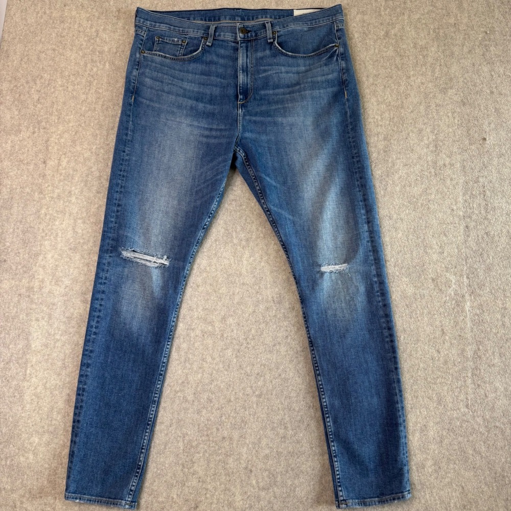 Rag & Bone Fit 1 Skinny Jeans Mens 38x32 Blue Distressed Denim Low Rise Stretch